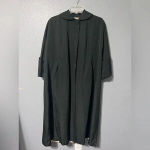 Anne Fogarty Vintage 50's Black Ribbed Modest 3/4 Sleeve Coat Nurse Coat EUC